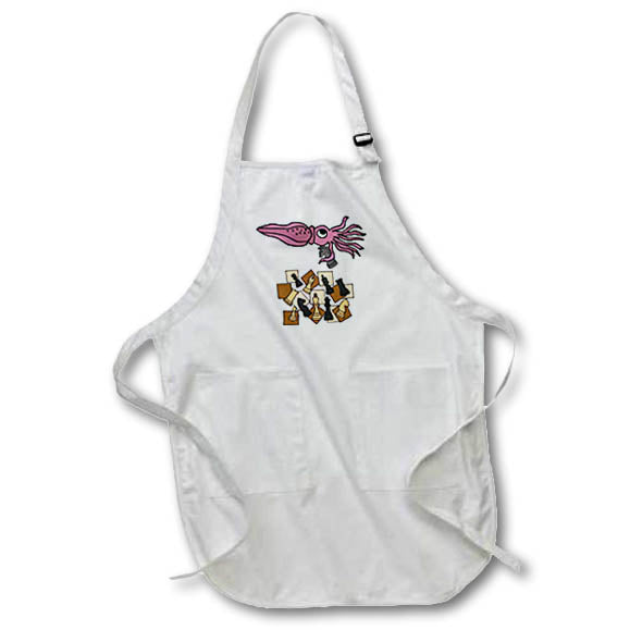 Apron - Funny Cute Purple Squid Playing Chess Game Cartoon Funny