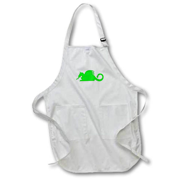 Apron - An adorable green silhouette of a dragon Animal - Green Dragon Silhouette