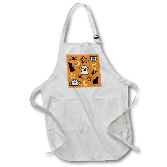 Apron - A magical design of ghosts cats whitch hats and more Halloween - Ghosts and Cats