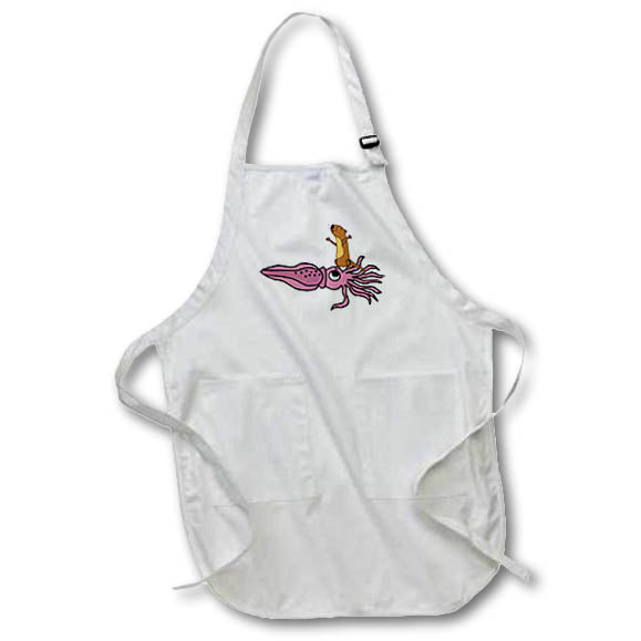 Apron - Funny Cute Sea Otter Riding Purple Squid Beach Cartoon Funny