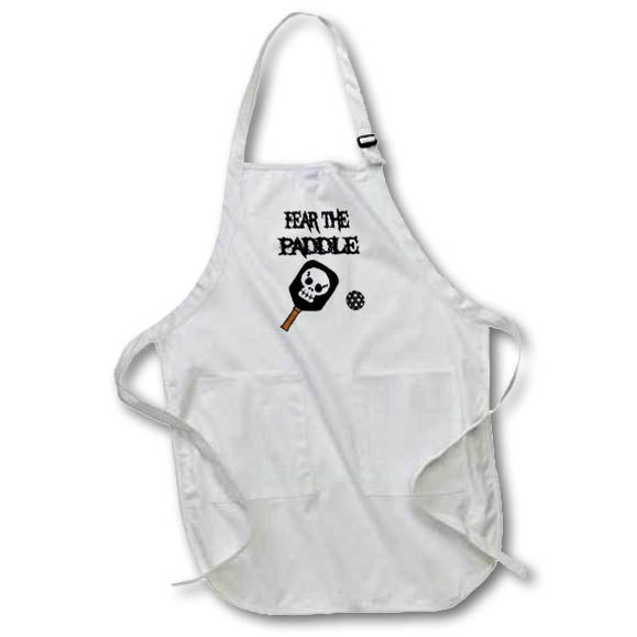 Apron - Cute Funny Pickleball Fear the Paddle with Skull Sports Sports and Hobbies