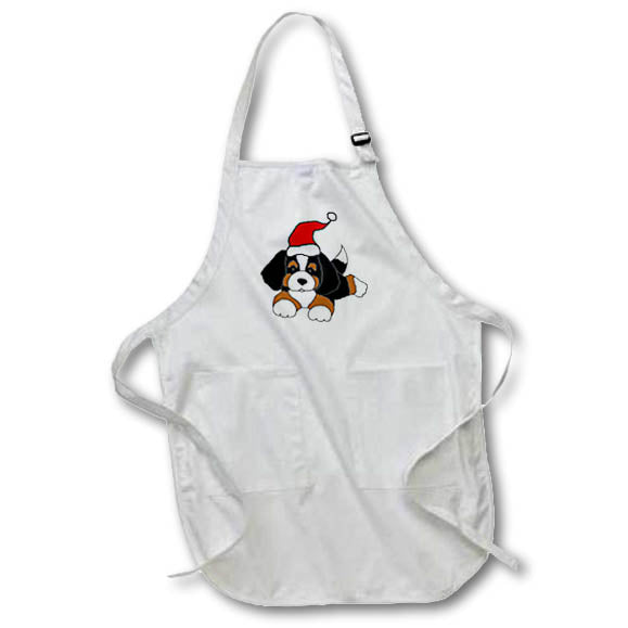 Apron - Funny Bernese Mountain Dog Puppy in Santa hat Christmas Pets