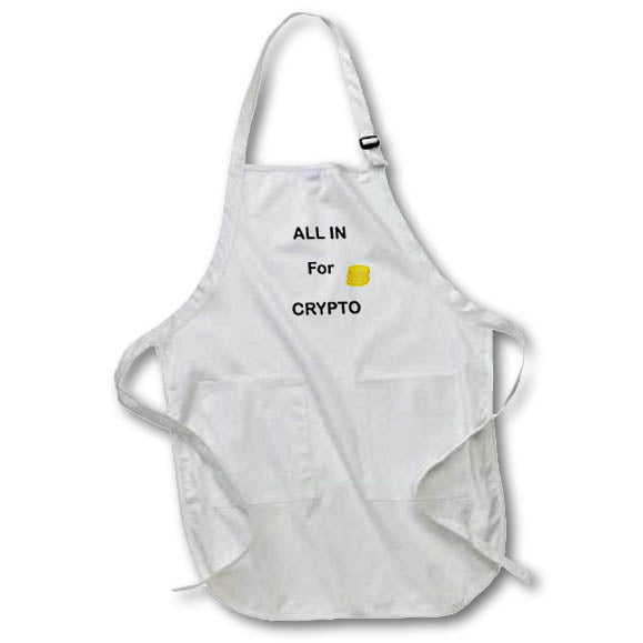 Apron - Image of Text All In for Crypto With Stacked Coins lens Art by Florene - Crypto World