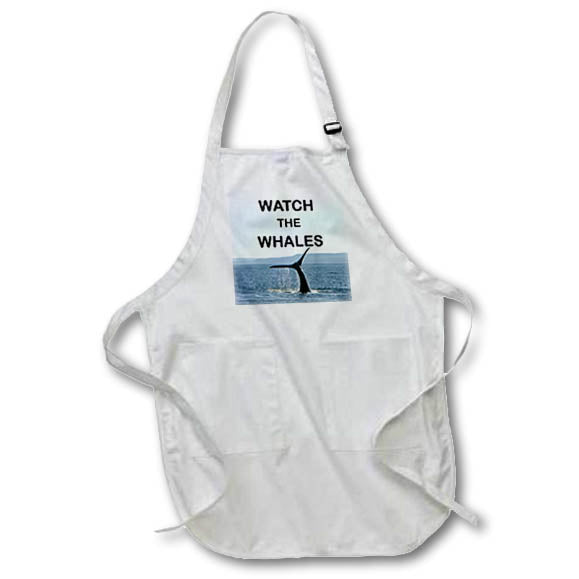 Apron - Image of Photo Of Real Whale Words Watch The Whales lens Art by Florene - Crypto World