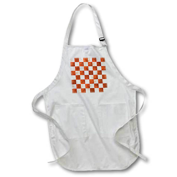 Apron - Grunge Orange and Whtie Checkerboard Squares Pattern Patterns