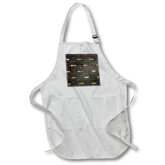 Apron - Black and Image Of Gold Love Words Pattern Patterns