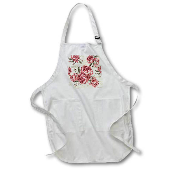 Apron - Pretty Pink and Red Roses and Words Collage Pattern Patterns