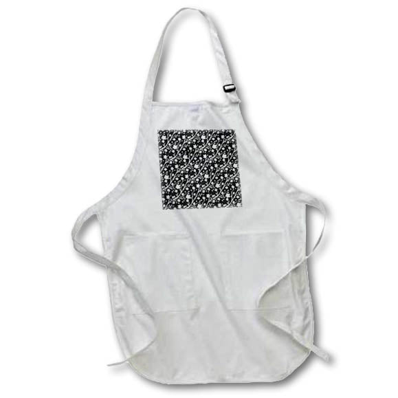 Apron - Pretty Black and White Little Flowers Pattern Patterns