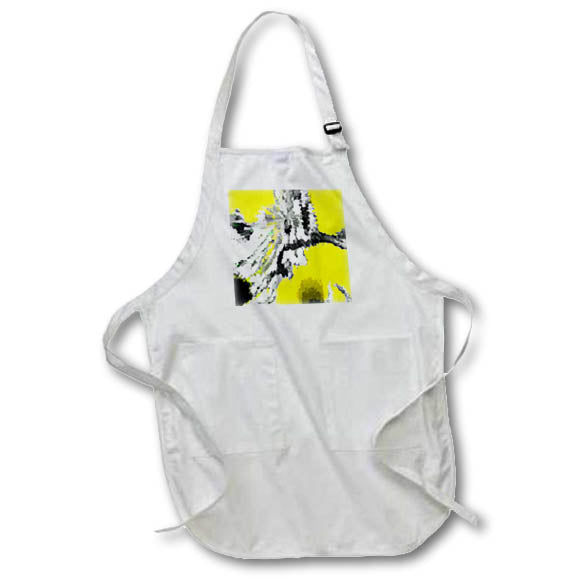 Apron - Image of Artsy Black White And Yellow Painting lens Art by Florene - Abstract Painting