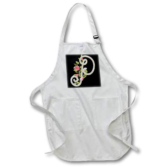 Apron - Monogram Initial P With Pretty Pink Flowers Monograms