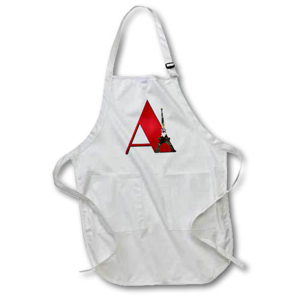 Apron - Red Monogram Initial A With An Eiffel Tower Monograms