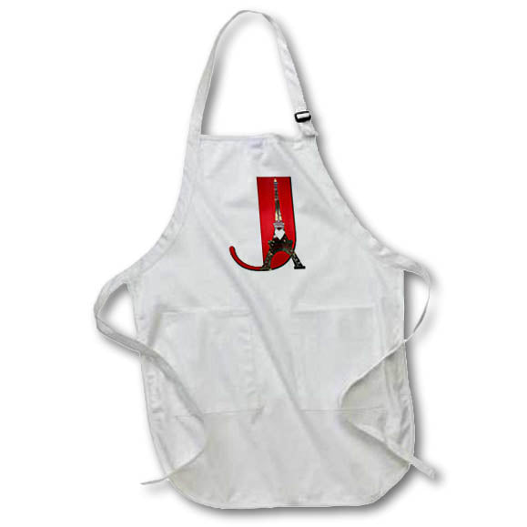 Apron - Red Monogram Initial J With An Eiffel Tower Monograms