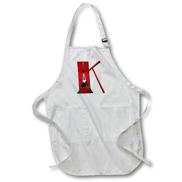 Apron - Red Monogram Initial K With An Eiffel Tower Monograms