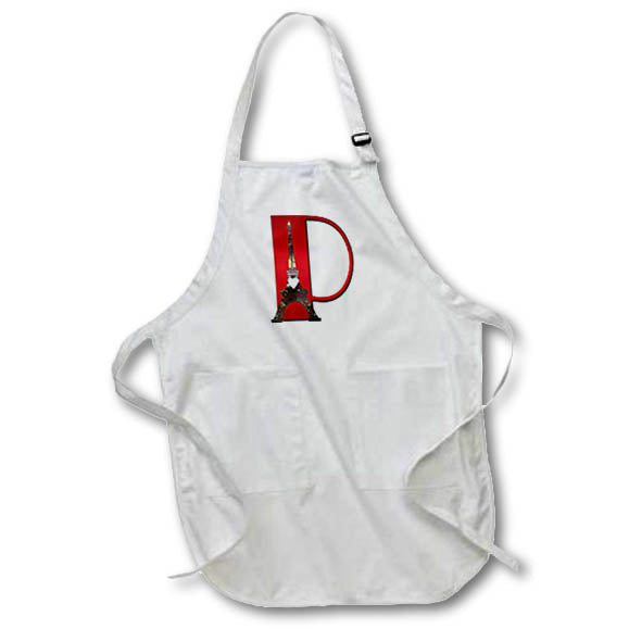 Apron - Red Monogram Initial P With An Eiffel Tower Monograms