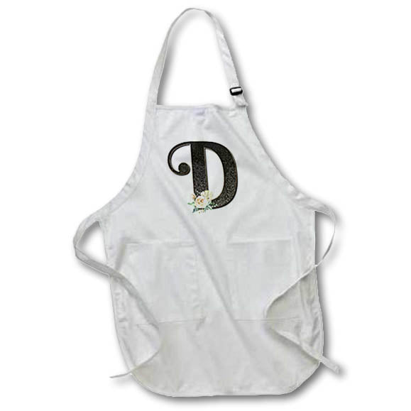 Apron - Monogram Initial D With Pretty White Floral Monograms