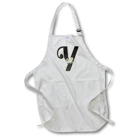 Apron - Monogram Initial Y With Pretty White Floral Monograms