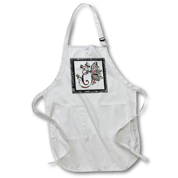 Apron - Pretty Fancy Butterfly Monogram Initial C Monograms