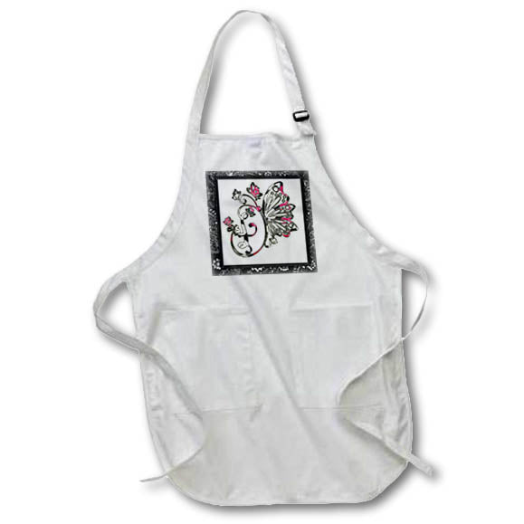 Apron - Pretty Fancy Butterfly Monogram Initial F Monograms