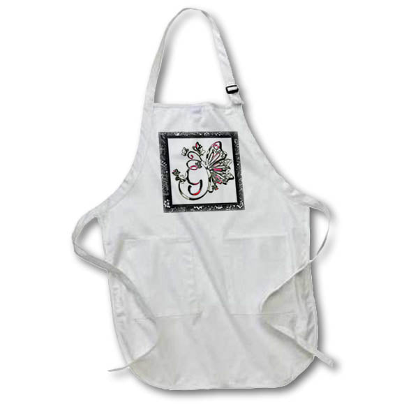 Apron - Pretty Fancy Butterfly Monogram Initial G Monograms