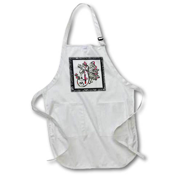 Apron - Pretty Fancy Butterfly Monogram Initial H Monograms