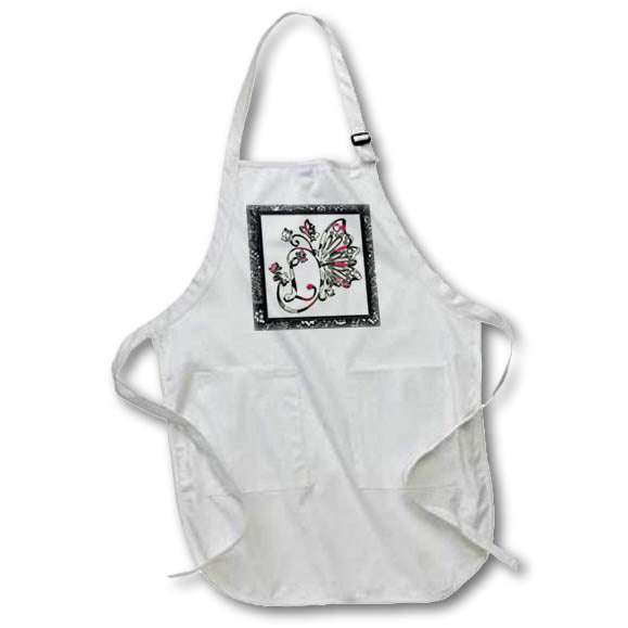 Apron - Pretty Fancy Butterfly Monogram Initial L Monograms