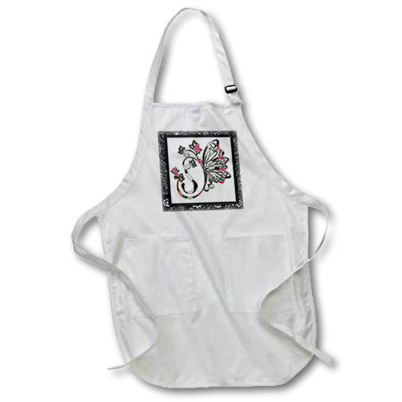 Apron - Pretty Fancy Butterfly Monogram Initial S Monograms