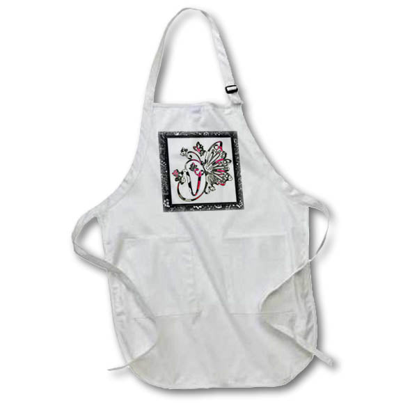 Apron - Pretty Fancy Butterfly Monogram Initial V Monograms