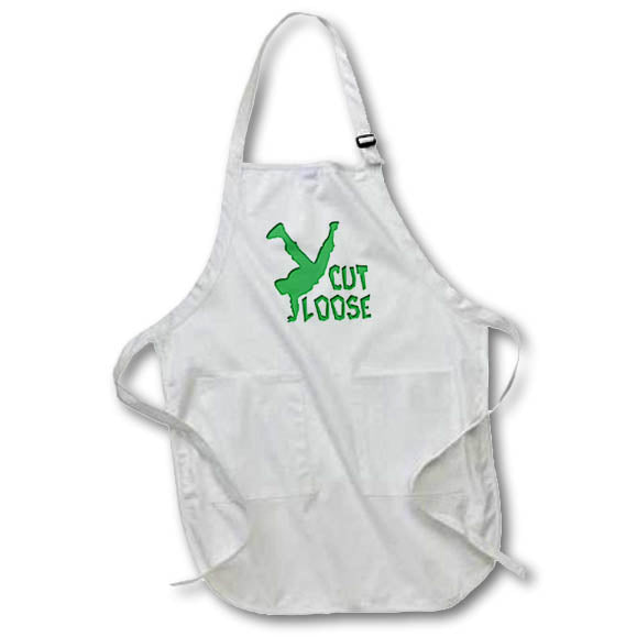 Apron - Image of Words Cut Loose With Green Dancer Picture – Motivational Sayings