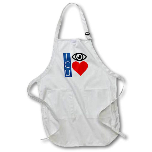 Apron - Image of Letters ICU With Eye And Heart Pictures – Romance