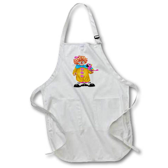 Apron - Cute and Colorful Clown Holding A Parrot Illustration Cute Illustrations