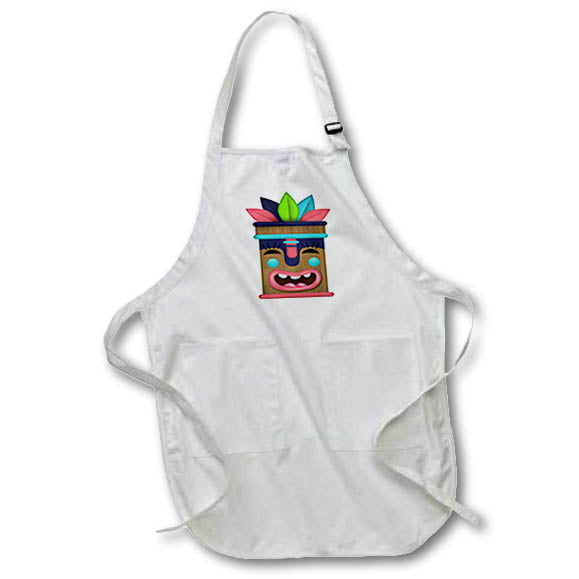 Apron - Pink, Green, and Blue Tiki Illustration Cute Illustrations