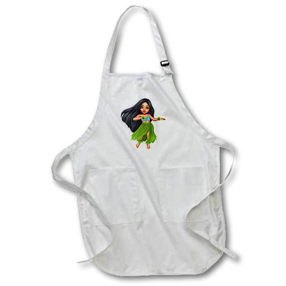 Apron - Cute Hawaiian Hula Girl In A Grass Skirt Illustration Cute Illustrations