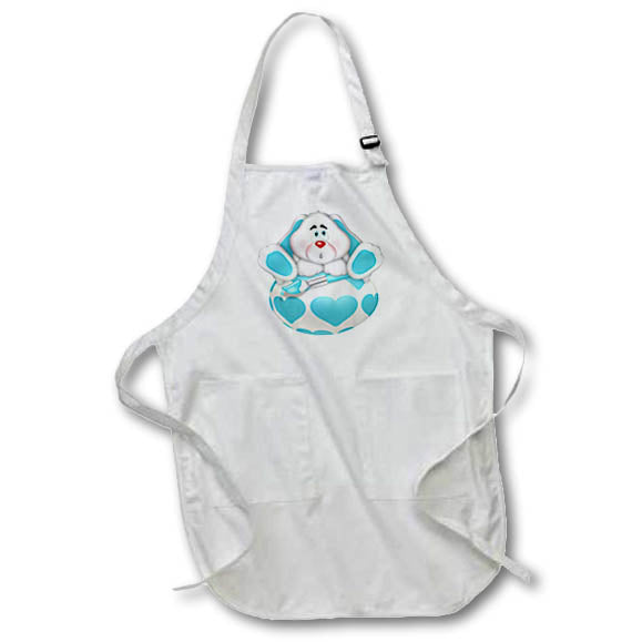 Apron - Cute Aqua and White Bunny On An Easter Egg Illustration Cute Illustrations