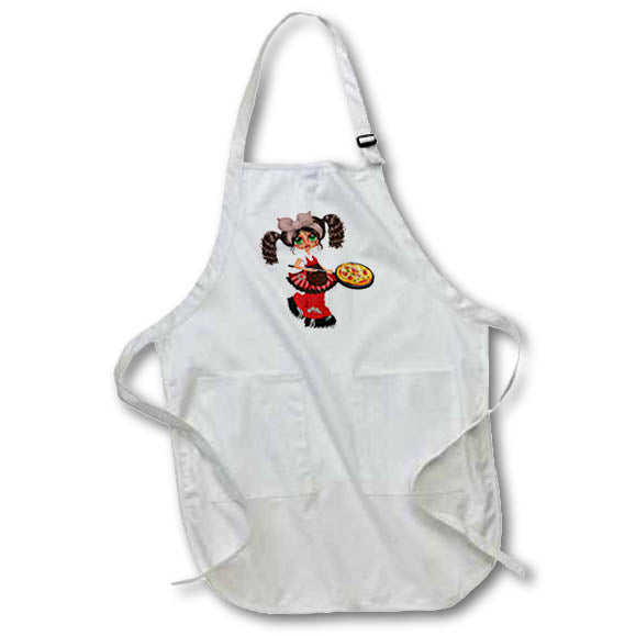 Apron - Cute Italian Girl With A Pizza Illustration Cute Illustrations