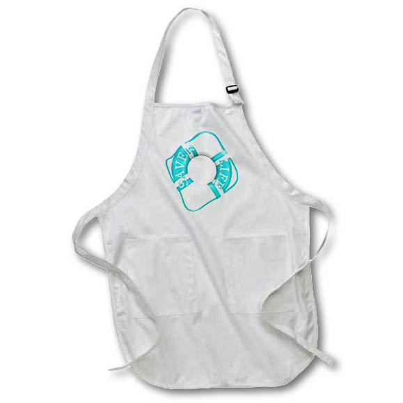 Apron - Cute Aqua and White Nautical Life Ring Illustration Cute Illustrations