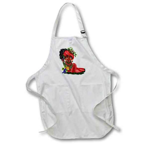 Apron - Caribbean Glamour Girl With Tropical Fruit Illustration Cute Illustrations