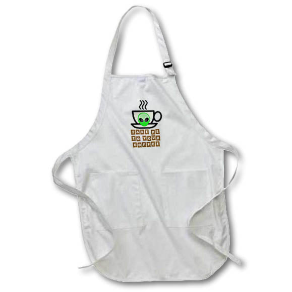 Apron - Image of Words Take Me To Your Coffee With Alien Mug – Coffee