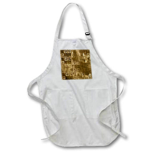 Luxury gold kitchen apron with Greek key print for chefs and bakers