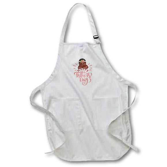 Apron - Adorable Baby Girl with Brown Skin and Peach Flower Fathers Day For Him