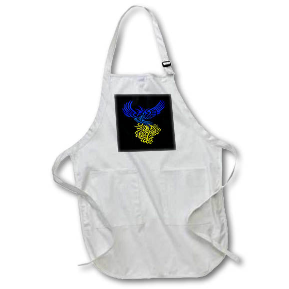 Apron - Blue Yellow Artistic Phoenix Illustration Vector Art - Mythological Bird