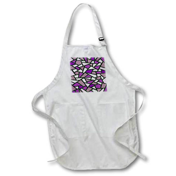 Apron - Black Geometric Abstract Pattern Purple Lilac Pink White Digital Art - Abstract Pattern