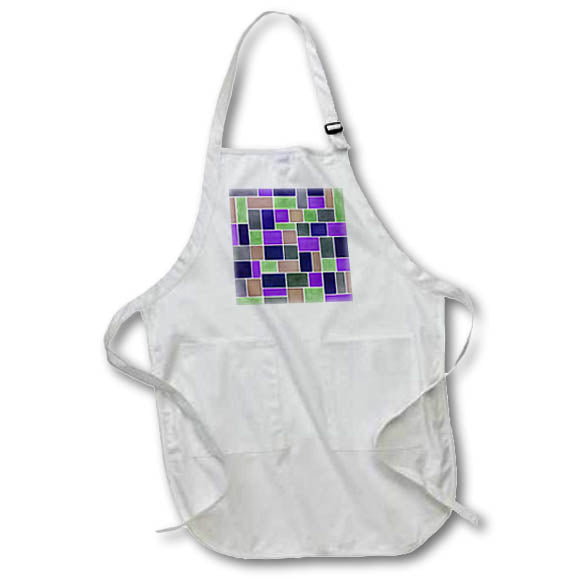 Apron - Rectangles And Squares Contemporary White Outline Art 3 Digital Art - Abstract Pattern