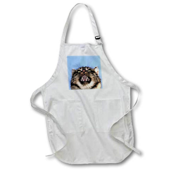 Apron - Plaintive Meow Of A Tabby Cat Acrylic Painting Acrylic Art - Tabby Cat