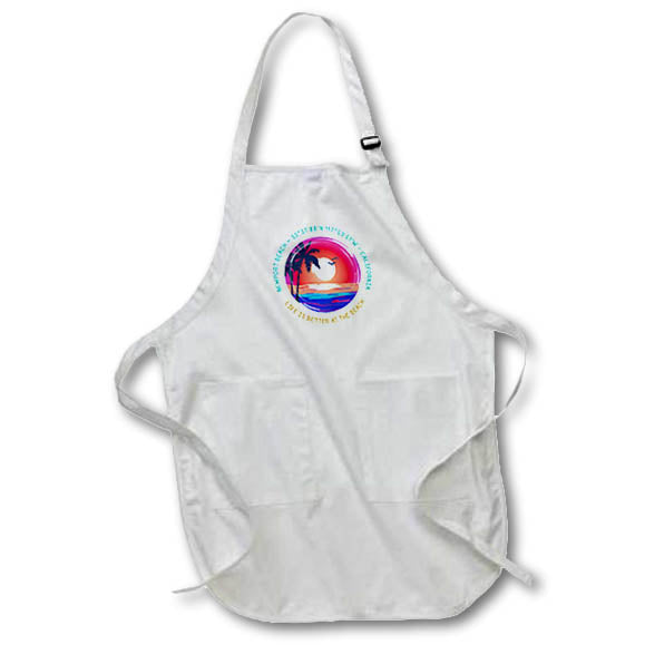 Apron - Newport Beach, California. Life is better at the beach summer gift Alexis Design - American Beaches Round