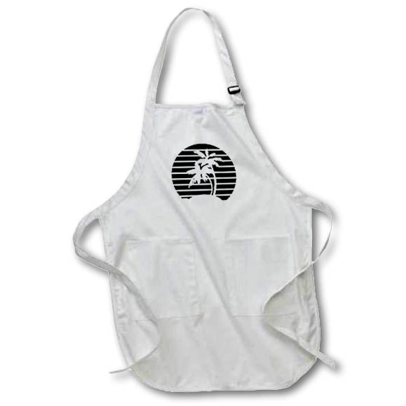 Apron - Black and White Beach and Coconut Summer Vibes 3dRose - Rosette - Summer