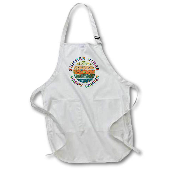 Apron - Summer Vibes Happy Camper. A funny colorful summer adventures gift Alexis Design - Happy Camper