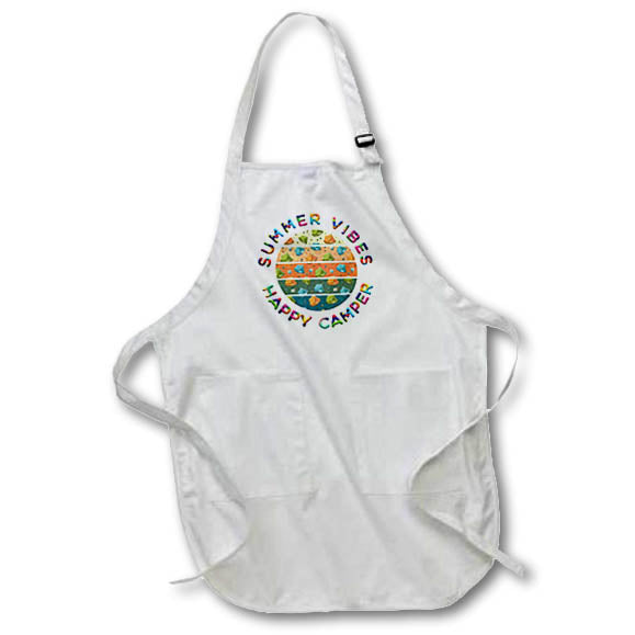 Apron - Summer Vibes Happy Camper. Colorful tents, compasses. Travel gift Alexis Design - Happy Camper