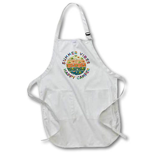 Apron - Summer Vibes Happy Camper. Green tents, first-aid boxes, compasses Alexis Design - Happy Camper