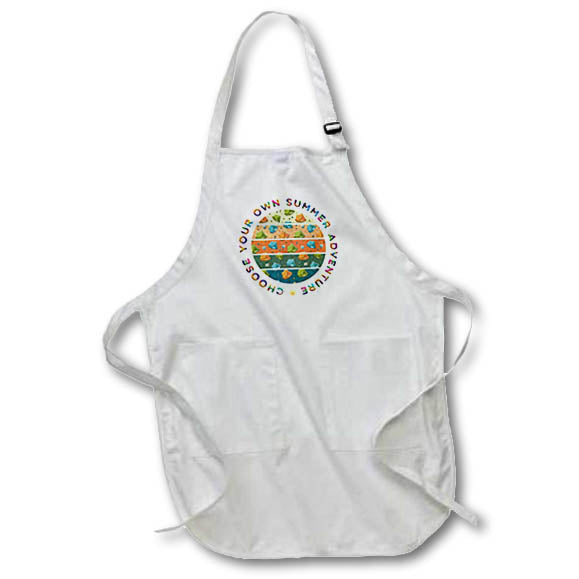 Apron - Choose Your Own Summer Adventure. Colorful tents, compasses, etc. Alexis Design - Happy Camper