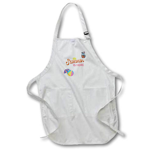 Apron - Image of summer essentials with a text SUMMER IS HERE s Collection for SUMMER design and ideas